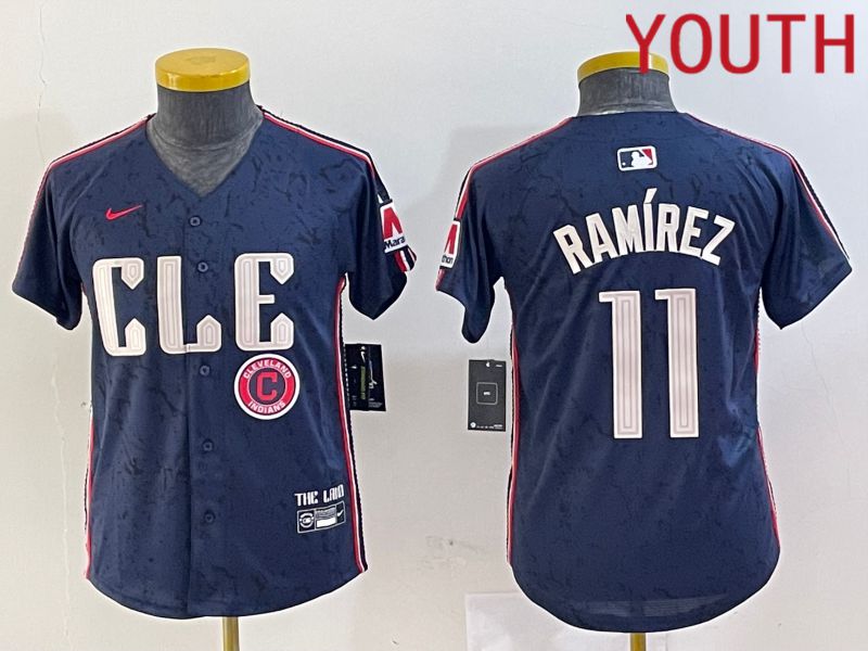 Youth Cleveland Indians 11 Ramirez Blue City Edition Nike 2024 MLB Jersey style 1